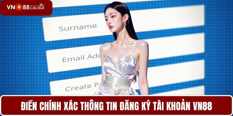Điền chính xác thông tin đăng ký tài khoản VN88
